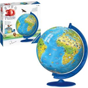 Ravensburger Children’s World Globe 180 Piece 3D Jigsaw Puzzle | Easy Click Technology | Displayable Art | Perfect for Kids and Adults | 10.5 in Diameter