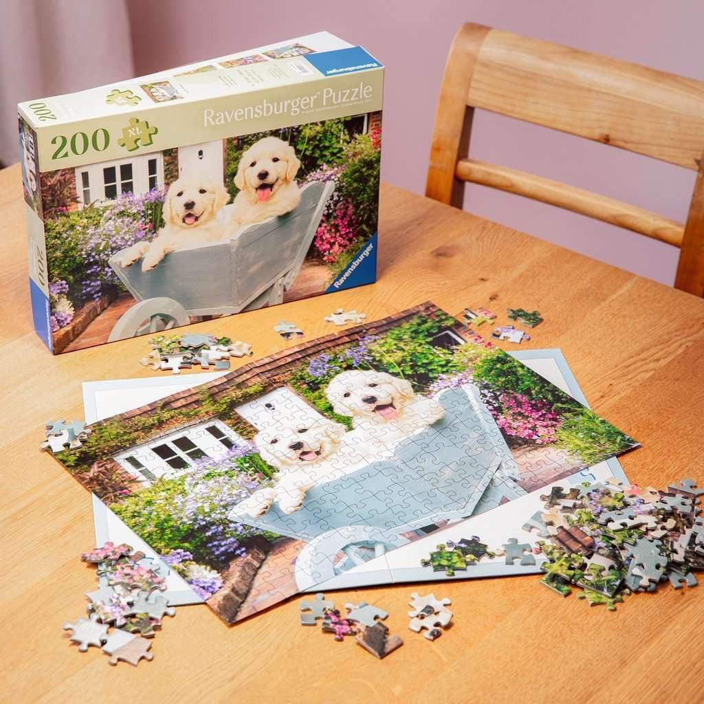 image:imageRavensburger Feel Well Golden Retriever 200 Piece Jigsaw Puzzle Thicker Pieces Large Image Format and Included Stand Premium Quality Puzzle Made in Europe