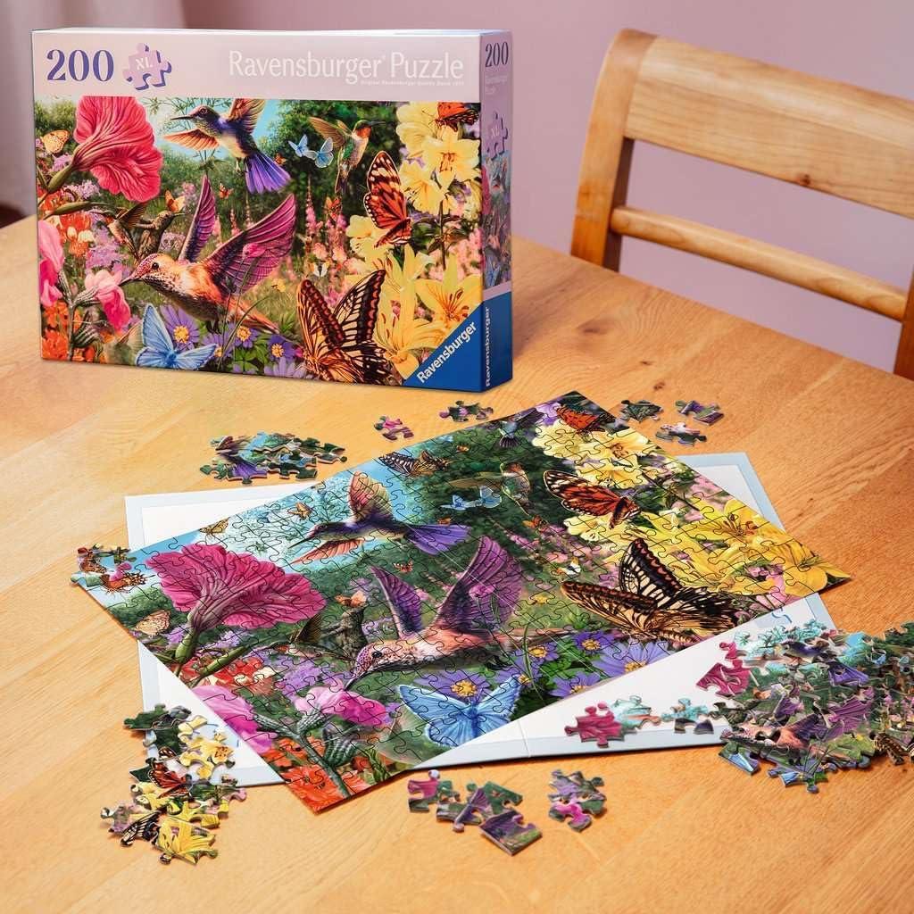 image:imageRavensburger Feel Well Hummingbirds and Butterflies 200 Piece Jigsaw Puzzle Thicker Pieces Large Image Format and Included Stand Premium Quality Puzzle Made in Europe