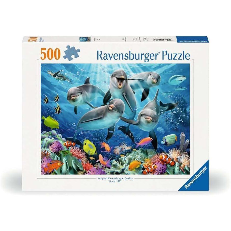 image:imageRavensburger Dolphins in The Coral Reef 500 Piece Jigsaw Puzzle for Adults 14710 Every Piece is Unique Softclick Technology Means Pieces Fit Together PerfectlyNew Packaging