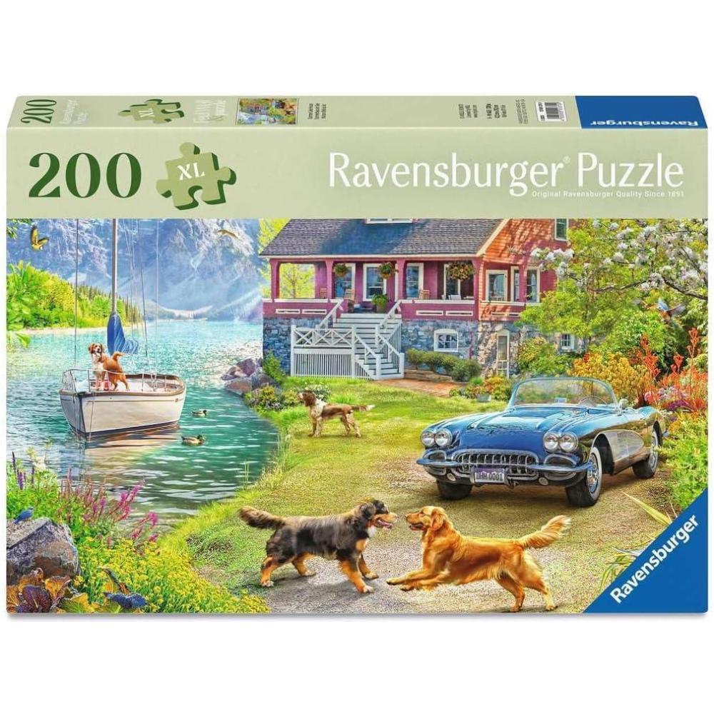 image:imageRavensburger Feel Well Summer Lake House 200 Piece Jigsaw Puzzle Thicker Pieces Large Image Format and Included Stand Premium Quality Puzzle Made in Europe