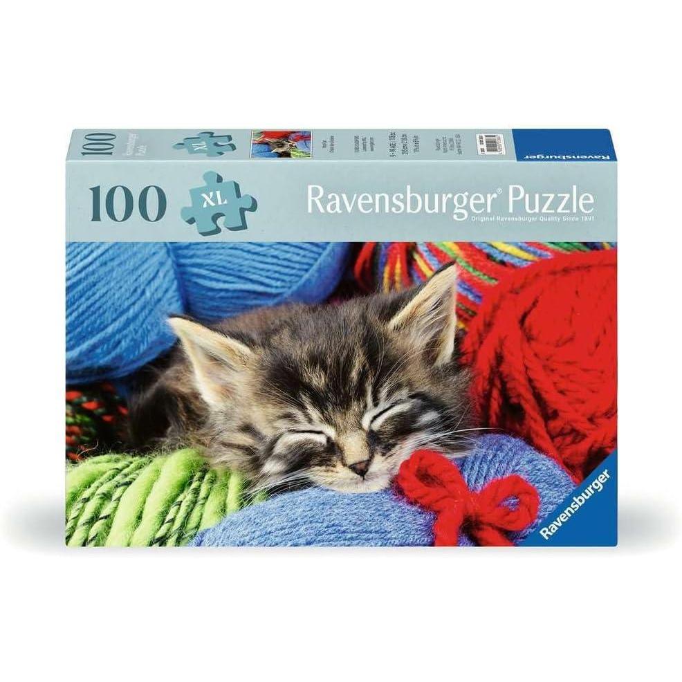 image:imageRavensburger Feel Well Wool Cat 100 Piece Jigsaw Puzzle Thicker Pieces Large Image Format and Included Stand Premium Quality Puzzle Made in Europe