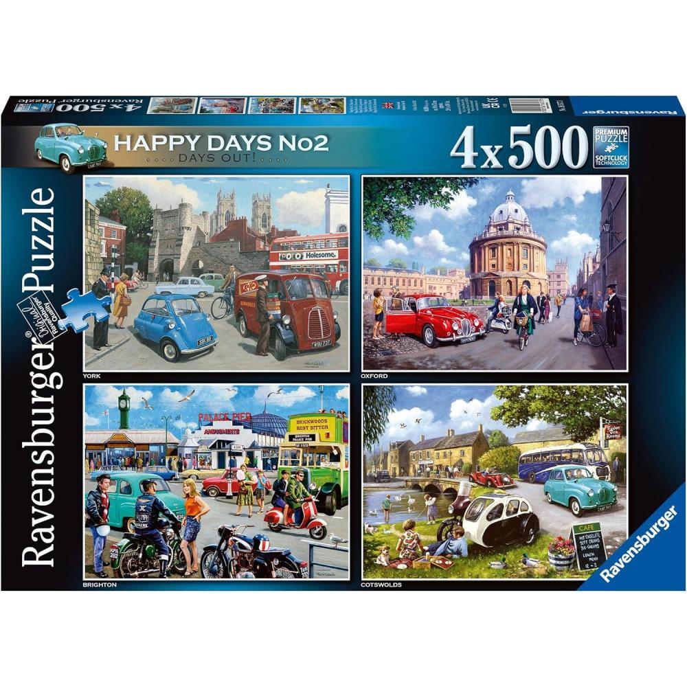 image:imageRavensburger Happy Days Collection No2 Days Out 4X 500 Piece Jigsaw Puzzle Set for Adults 12Happy Days Collection 2