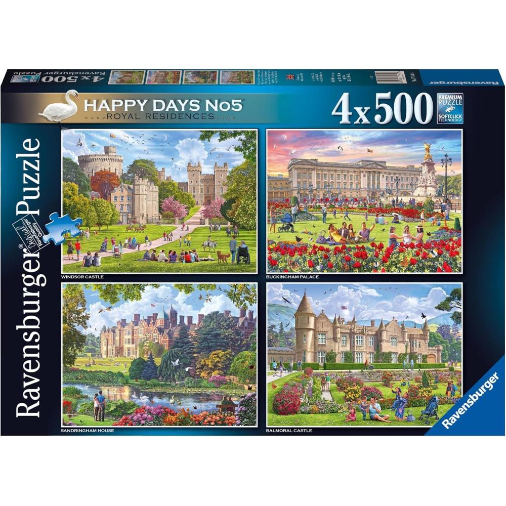 image:imageRavensburger Happy Days Collection No5 Royal Residences 4X 500 Piece Jigsaw Puzzle Set for Adults 12Single