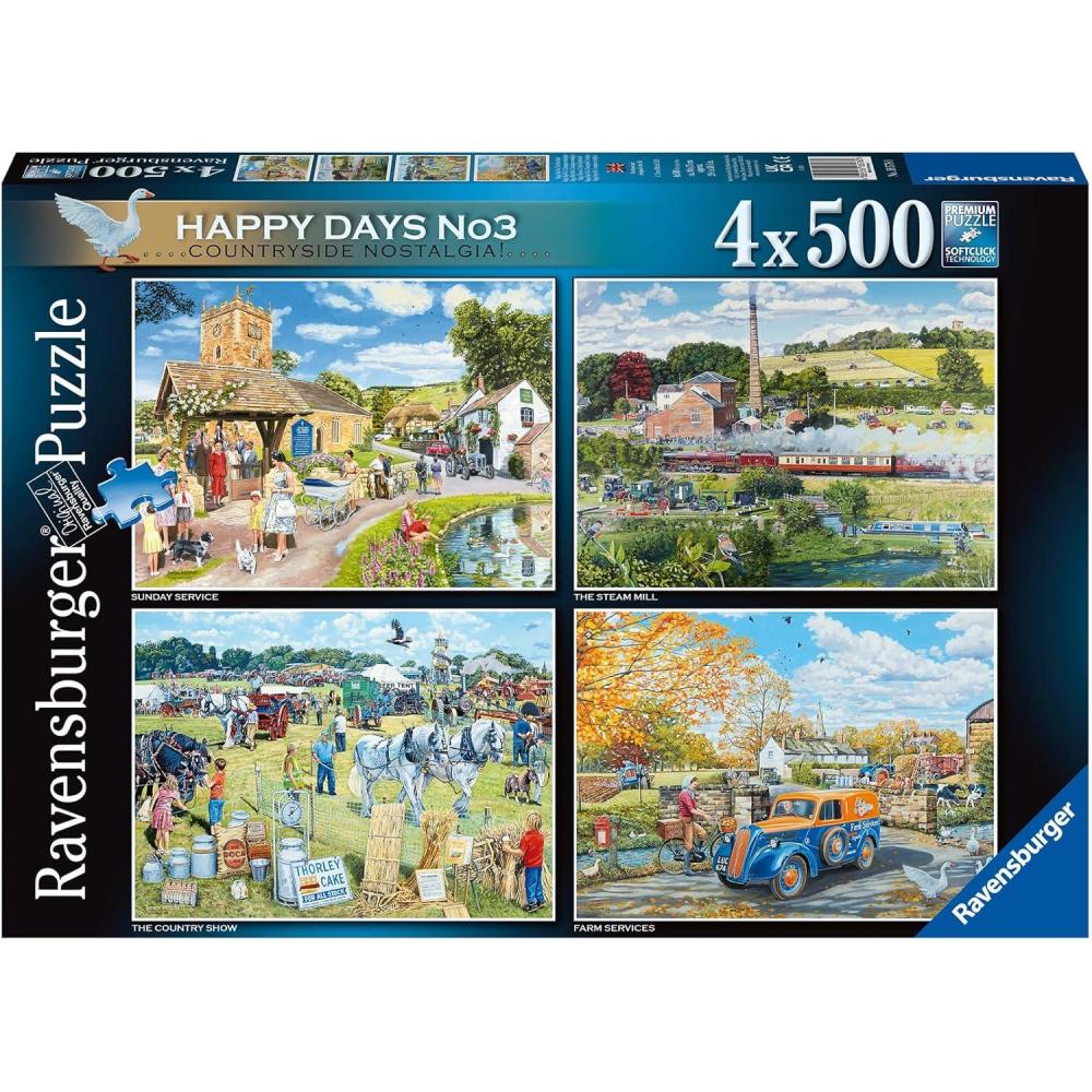 image:imageRavensburger Happy Days No3 Countryside Nostalgia 4X500 Piece Jigsaw Puzzle Set for Adults Unique Pieces AntiGlare Surface FSC Certified EcoFriendly Amazon ExclusiveSingle
