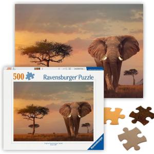 Ravensburger – African Elephant – 500 Piece Jigsaw Puzzle – Stunning, Vivid Imagery of a Majestic Elephant in The Savanna – Earthy Colors – Ideal Gift – Frameable Art – Puzzles for Adults(New design)