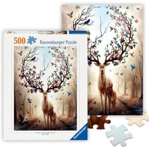 Ravensburger – Magical Deer – 500 Piece Jigsaw Puzzle – Stunning, Vivid Imagery of a Mythical Deer – Bold Colors – Mysterious Scene – Ideal Gift – Frameable Art – Screen-Free Fun – Puzzles for Adults(New design)