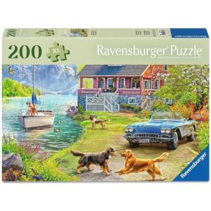 Ravensburger Feel Well – Summer Lake House – 200 Piece Jigsaw Puzzle | Thicker Pieces, Large Image Format, and Included Stand | Premium Quality Puzzle Made in Europe