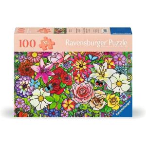Ravensburger Feel Well – Tiffany Flowers – 100 Piece Jigsaw Puzzle | Thicker Pieces, Large Image Format, and Included Stand | Premium Quality Puzzle Made in Europe