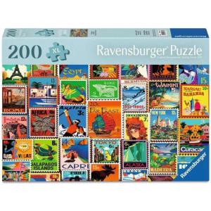 Ravensburger Feel Well – Travel Stamps – 200 Piece Jigsaw Puzzle | Thicker Pieces, Large Image Format, and Included Stand | Premium Quality Puzzle Made in Europe