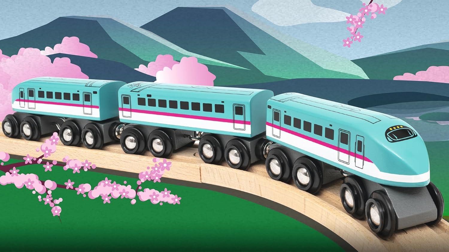 image:imageBRIO World 36086 Trains of The World Shinkansen Hayabusa Train Wooden Toy Train for Kids Aged 3 Years Up