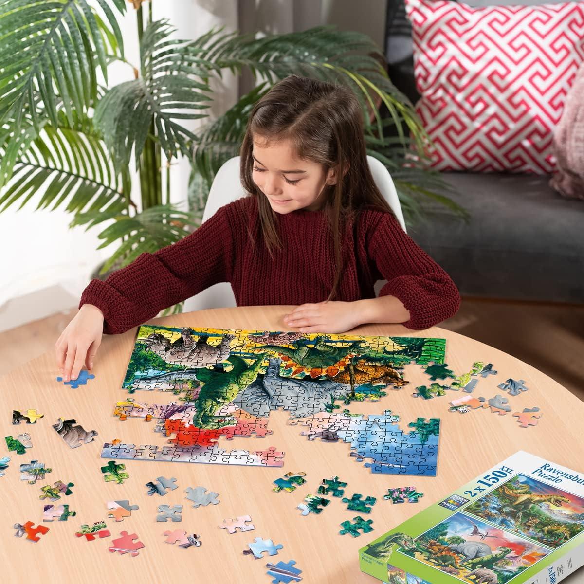 image:imageRavensburger Dinosaurs 150 Piece Jigsaw Puzzle 2 Pack XXL Pieces for Easier Assembly Stunning Bold Space Images Premium Quality Ideal Gift ScreenFree Fun Children Age 7
