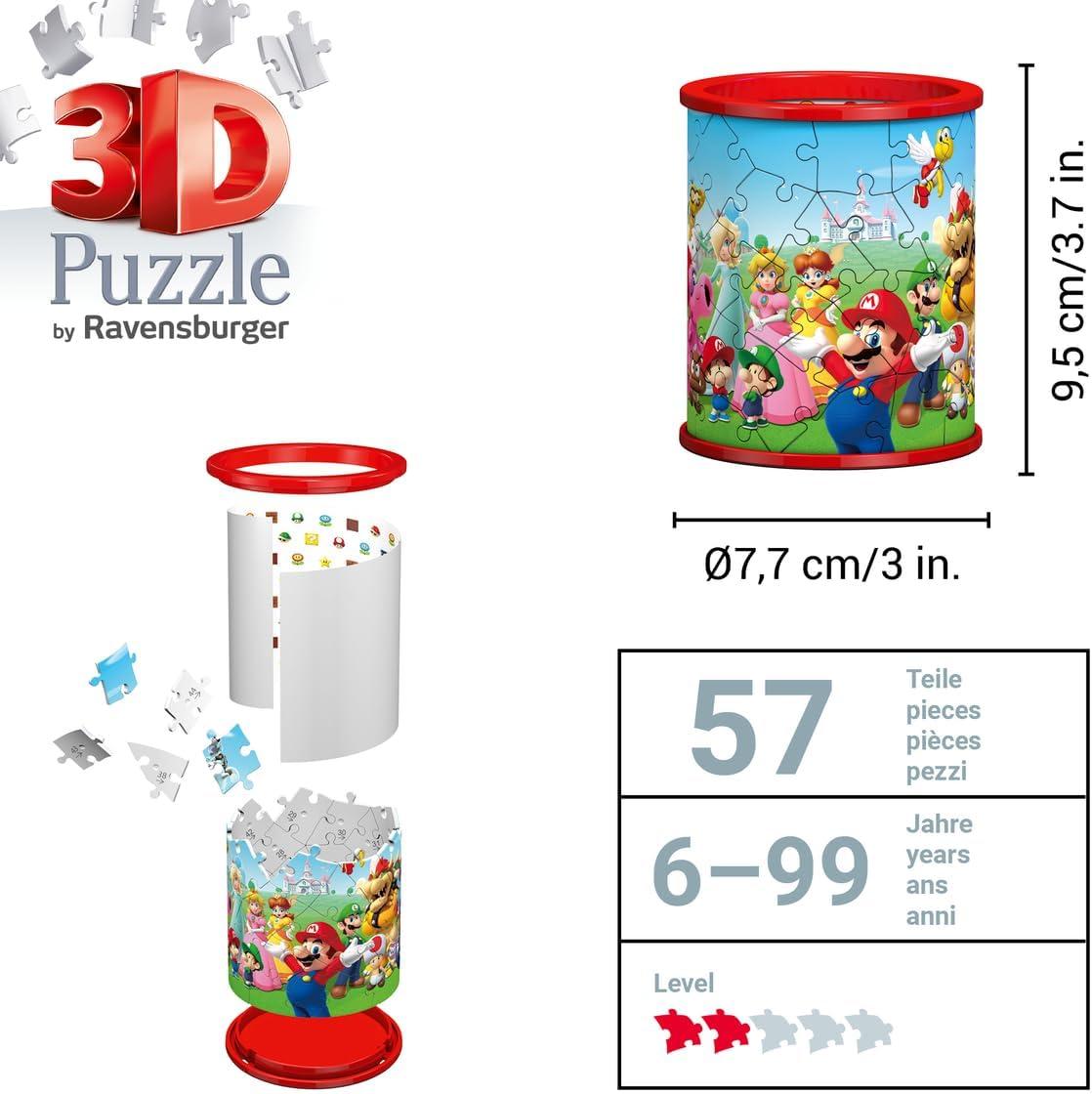 image:imageRavensburger Super Mario Pencil Cup 3D Jigsaw Puzzle Buildable Desk Organizer Featuring Iconic Mario Graphics 54 Sturdy Plastic Pieces Premium Quality Fun for Kids amp AdultsNintendo Mario