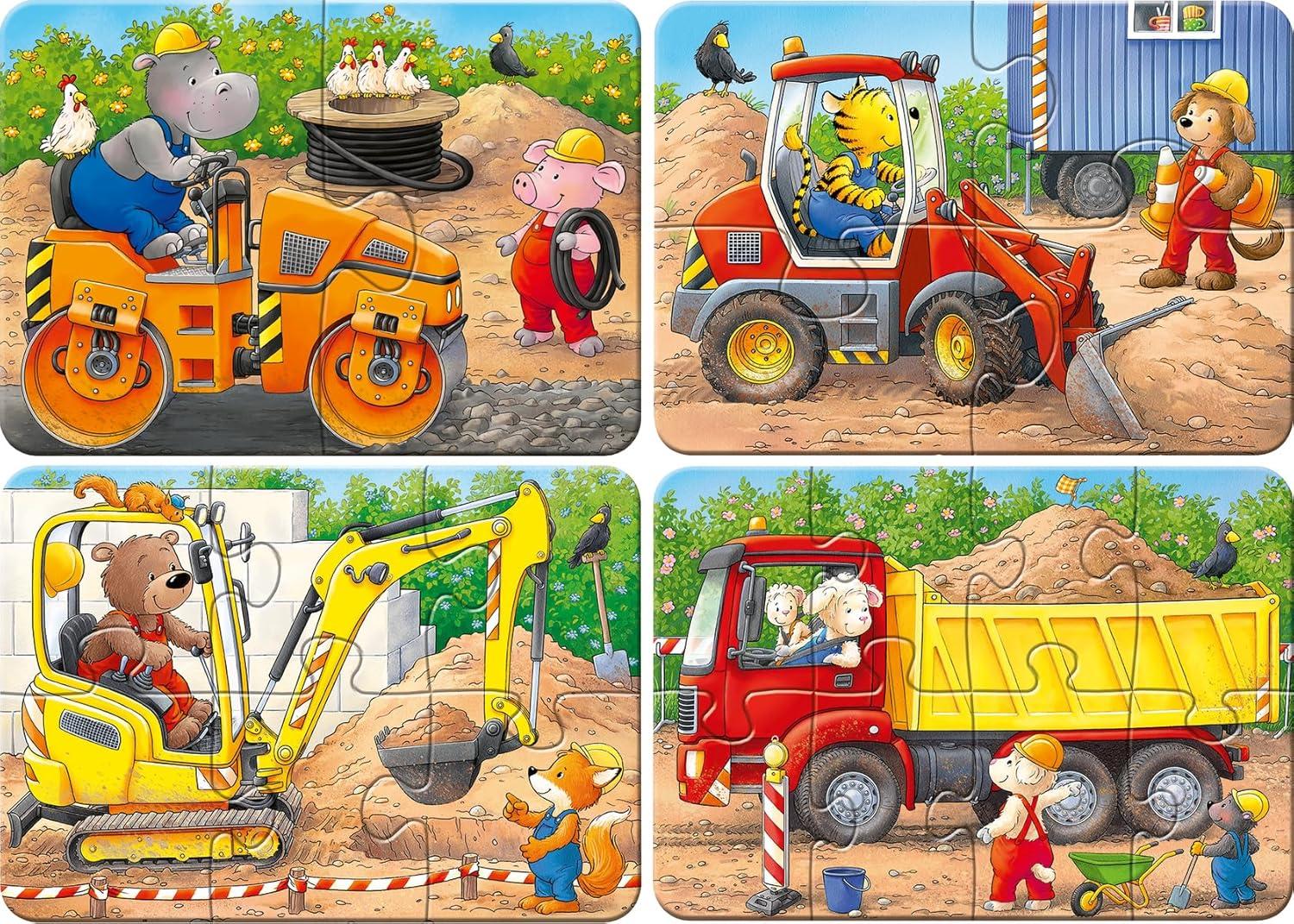 image:imageRavensburger My First Puzzles Construction Site Animals 4inaBox Toddler Jigsaw Puzzle Set 2 4 6 amp 8 Pieces Ages 2