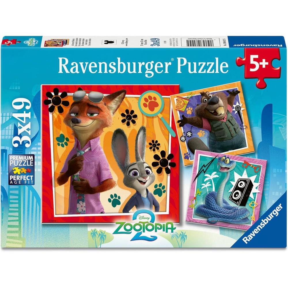 image:imageRavensburger Zootopia 2 A New Mission 3 49 Piece Jigsaw Puzzle Set Vibrant Scenes with Judy Hopps Nick Wilde amp Friends Premium Quality ScreenFree Fun Children Ages 5