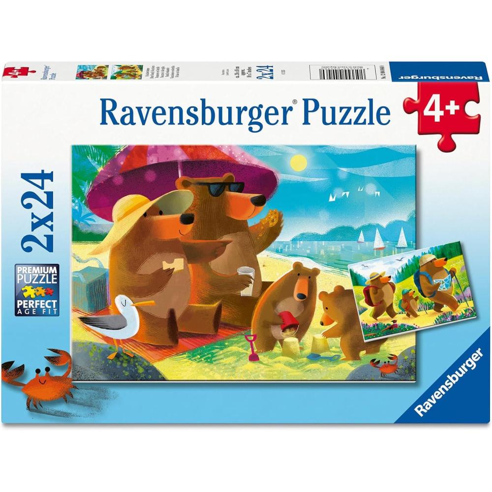image:imageRavensburger Bear Family Vacations 2 x 24 Piece Jigsaw Puzzle for Kids Every Piece is Unique Pieces Fit Together Perfectly
