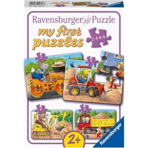 Ravensburger My First Puzzles – Construction Site Animals | 4-in-a-Box Toddler Jigsaw Puzzle Set | 2, 4, 6 & 8 Pieces | Ages 2+