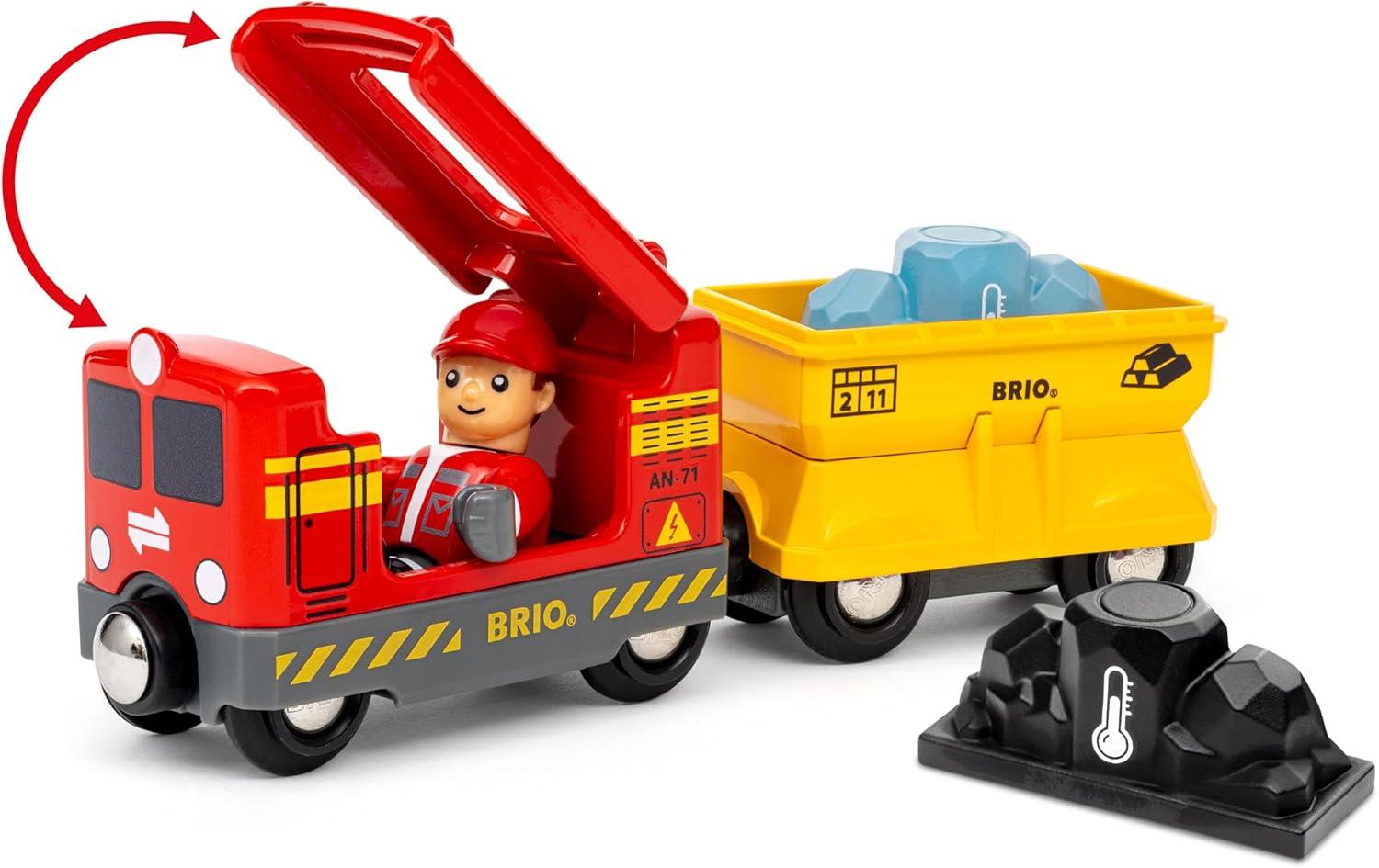 image:imageBRIO World Gemstone Cargo Train 5Piece Wooden Cargo Train with ColorChanging Gem Loads Interactive Toy Train Playset Works with All World Railway Sets Kids Ages 3 amp Up