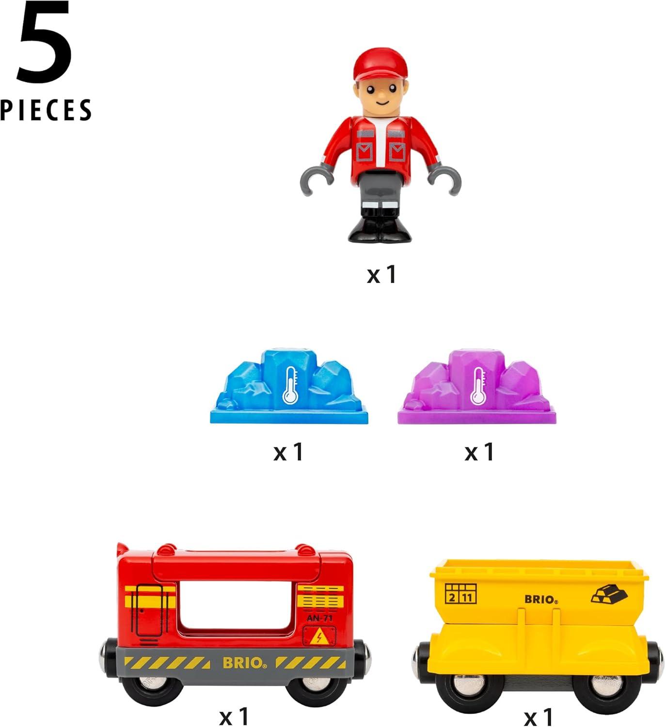 image:imageBRIO World Gemstone Cargo Train 5Piece Wooden Cargo Train with ColorChanging Gem Loads Interactive Toy Train Playset Works with All World Railway Sets Kids Ages 3 amp Up
