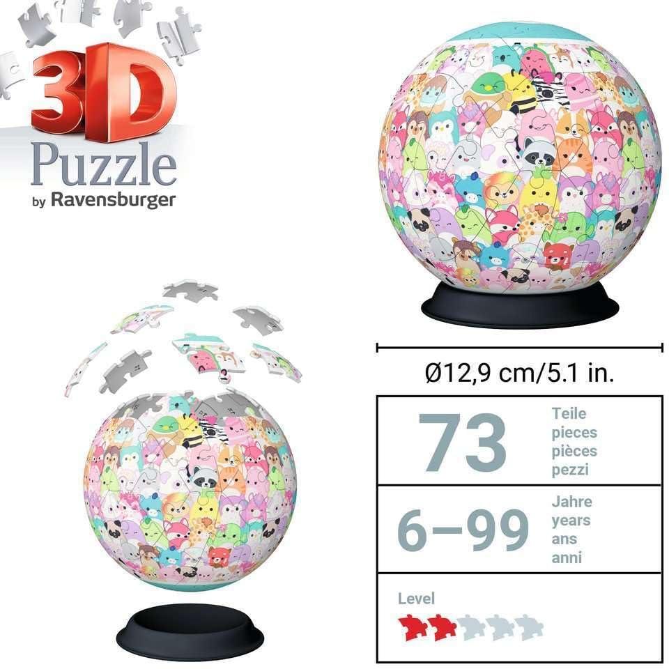 image:imageRavensburger Squishmallows 72 Piece 3D Puzzle Ball Cute and Colorful Character Sphere Fun Desk Decor for Fans Premium Quality Ideal Gift Children Age 6