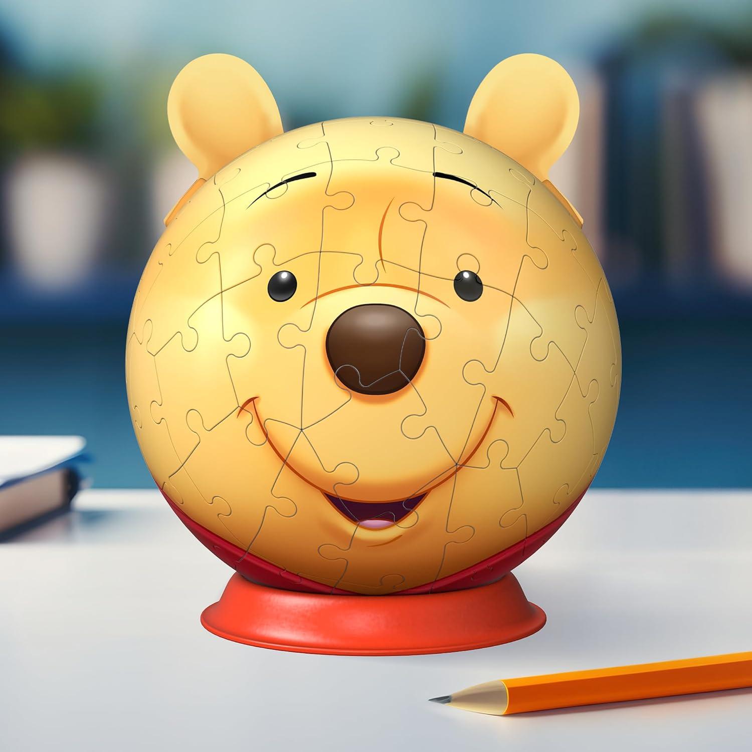 image:imageRavensburger Winnie The Pooh 72 Piece 3D Puzzle Ball Adorable Hundred Acre Wood Design with Character Ears Bright Nostalgic Artwork Premium Quality Ideal Gift Children Age 6