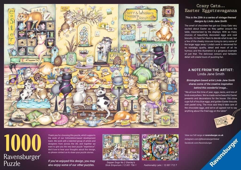 image:imageRavensburger Crazy Cats Easter Eggstravaganza 1000 Piece Puzzle for Adults