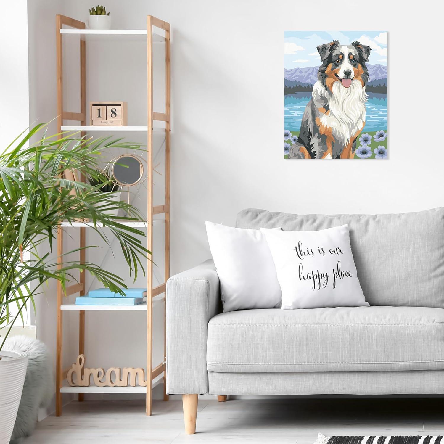 image:imageRavensburger CreArt Australian Shepherd PaintbyNumber Kit for Adults Complete Premium Set with 20 Acrylic Paints Brushes amp Gloss Varnish Relaxing Creative Hobby Ages 12