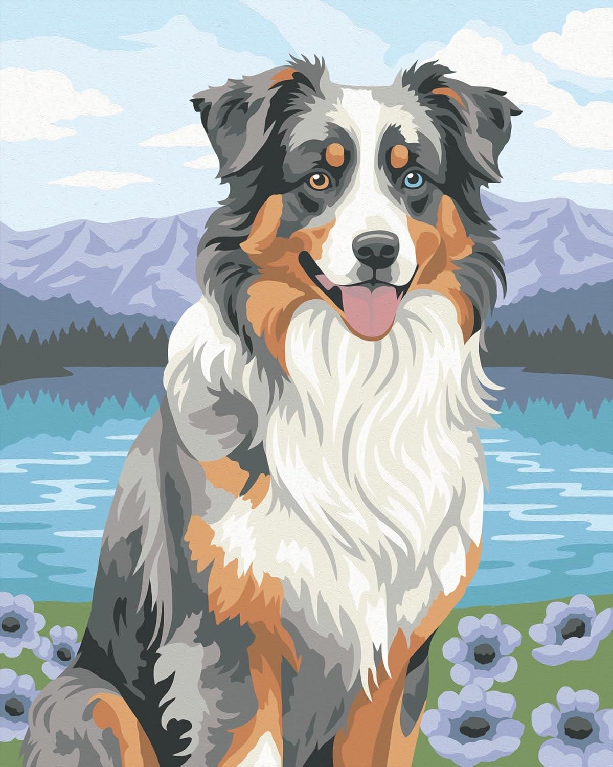 image:imageRavensburger CreArt Australian Shepherd PaintbyNumber Kit for Adults Complete Premium Set with 20 Acrylic Paints Brushes amp Gloss Varnish Relaxing Creative Hobby Ages 12