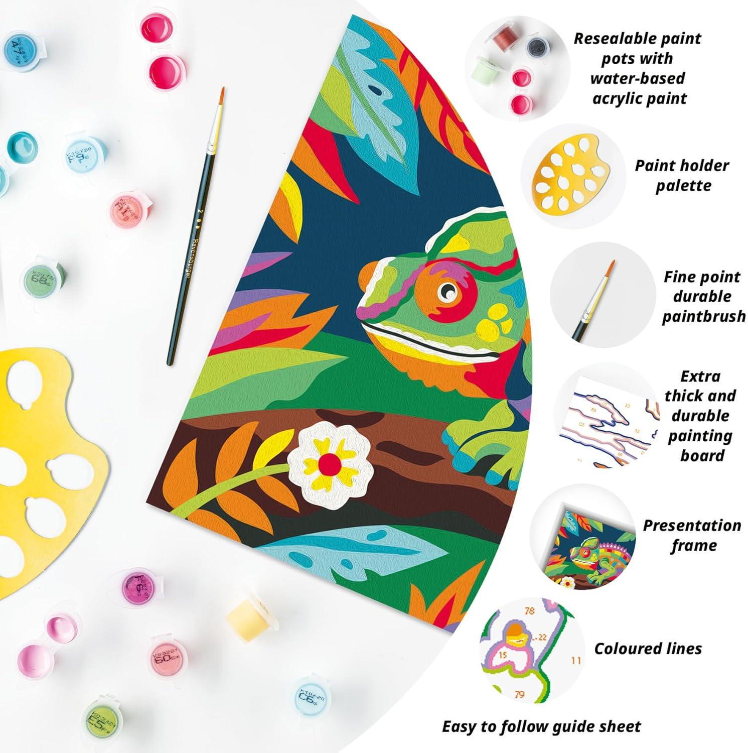 image:imageRavensburger CreArt Colorful Chameleon PaintbyNumber Kit Complete Set with Brushes amp 15 WaterBased Paints ColorCoded Outlines Ages 9