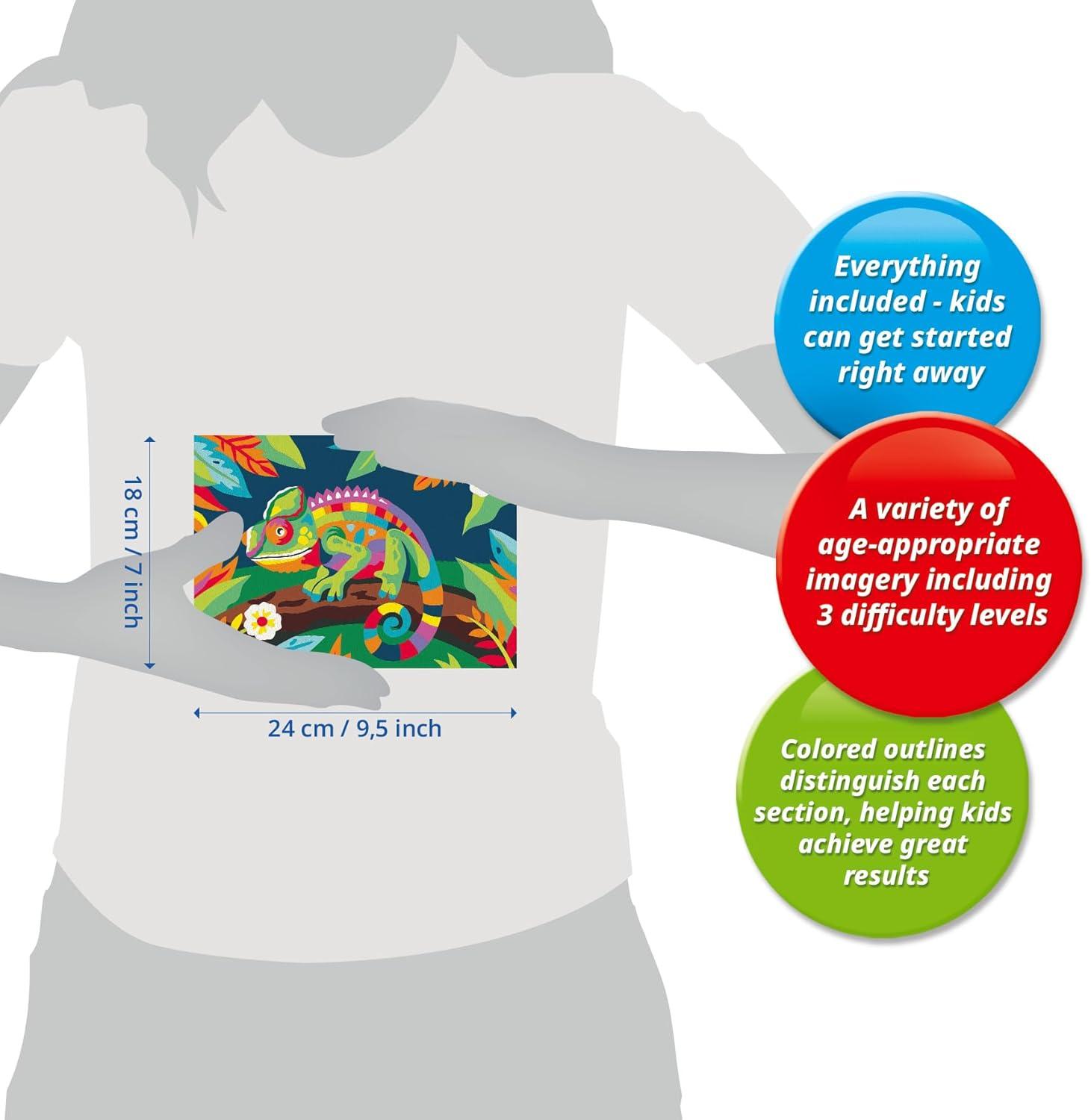 image:imageRavensburger CreArt Colorful Chameleon PaintbyNumber Kit Complete Set with Brushes amp 15 WaterBased Paints ColorCoded Outlines Ages 9
