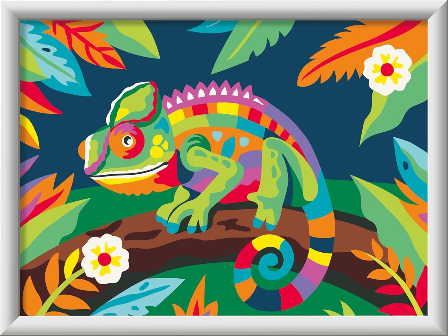 image:imageRavensburger CreArt Colorful Chameleon PaintbyNumber Kit Complete Set with Brushes amp 15 WaterBased Paints ColorCoded Outlines Ages 9