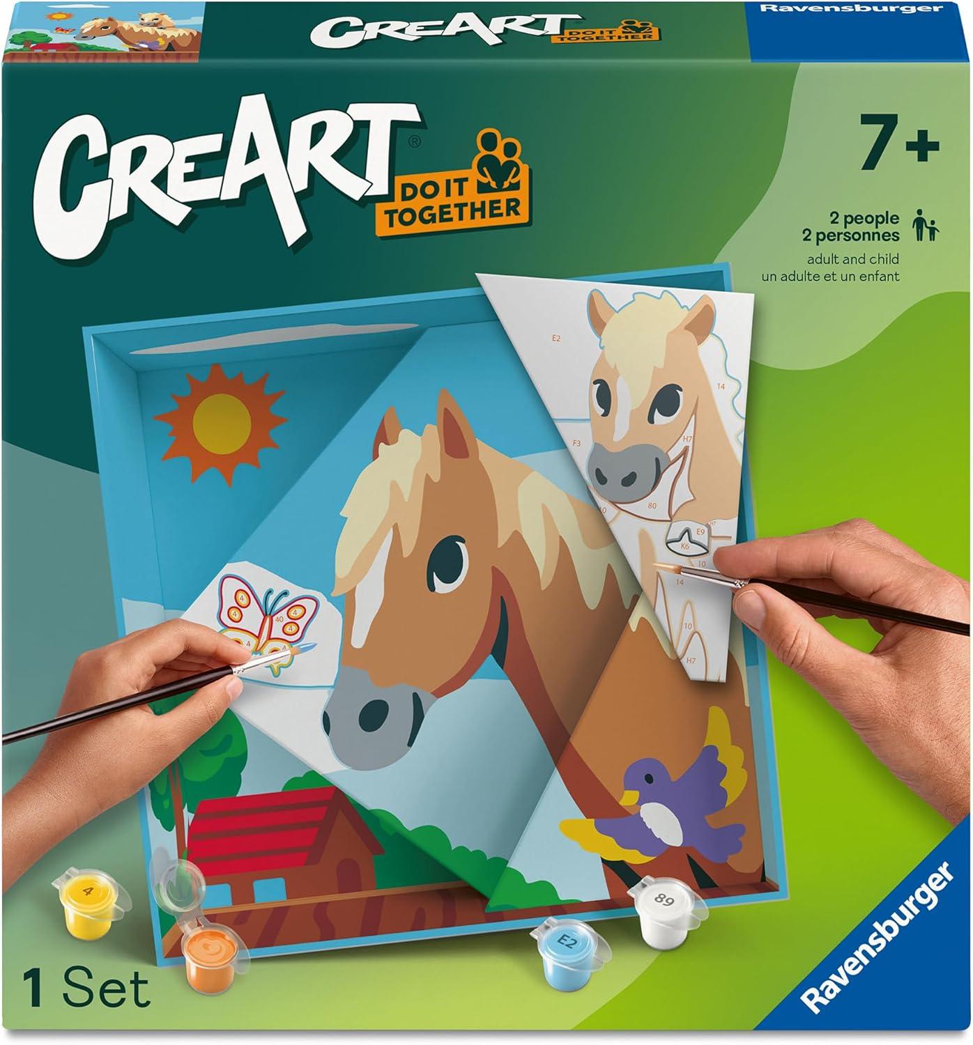 image:imageRavensburger CreArt Do It Together Horse PaintbyNumber Kit 3Panel Complete Set with Brushes amp ColorCoded Outlines for Ages 7