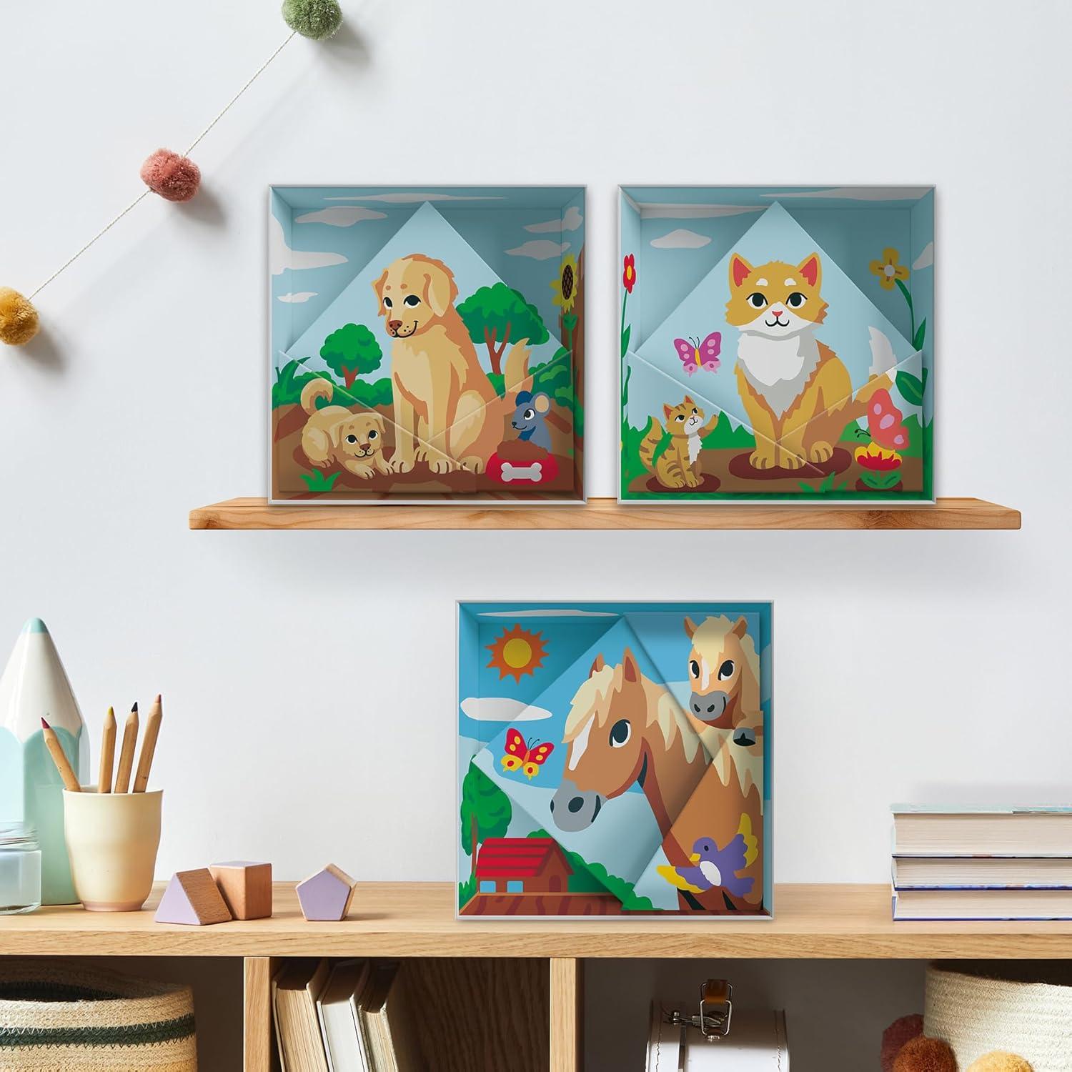 image:imageRavensburger CreArt Do It Together Horse PaintbyNumber Kit 3Panel Complete Set with Brushes amp ColorCoded Outlines for Ages 7