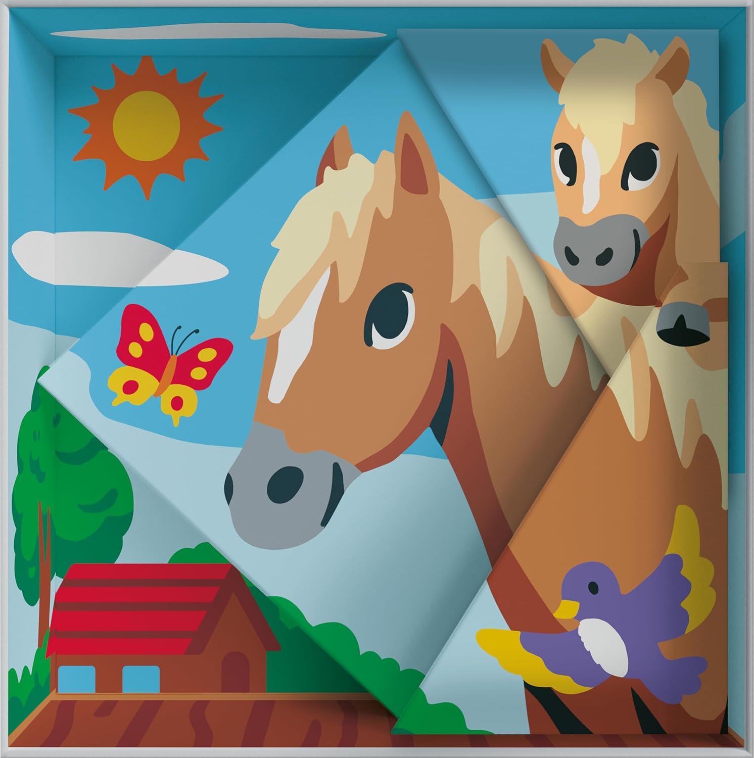 image:imageRavensburger CreArt Do It Together Horse PaintbyNumber Kit 3Panel Complete Set with Brushes amp ColorCoded Outlines for Ages 7