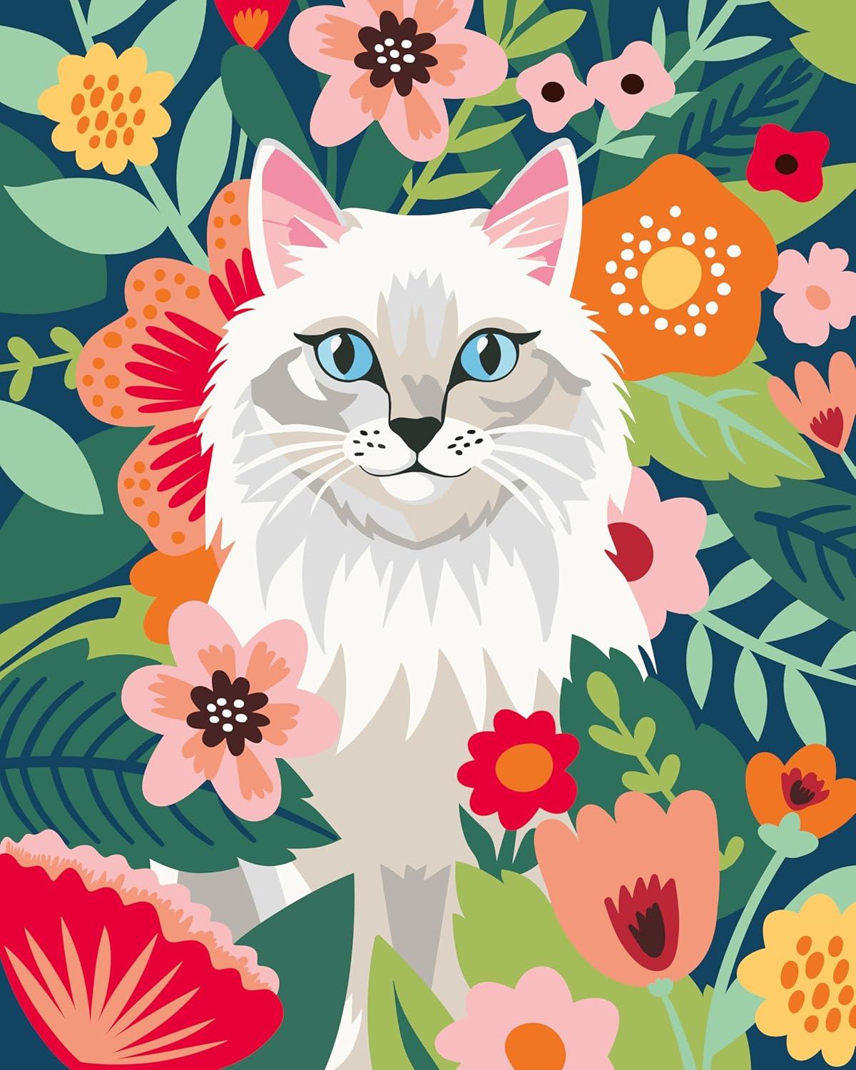 image:imageRavensburger CreArt Fluffy and Floral PaintbyNumber Kit for Adults Complete Premium Set with 19 Acrylic Paints Brushes amp Gloss Varnish Relaxing Creative Hobby Ages 12