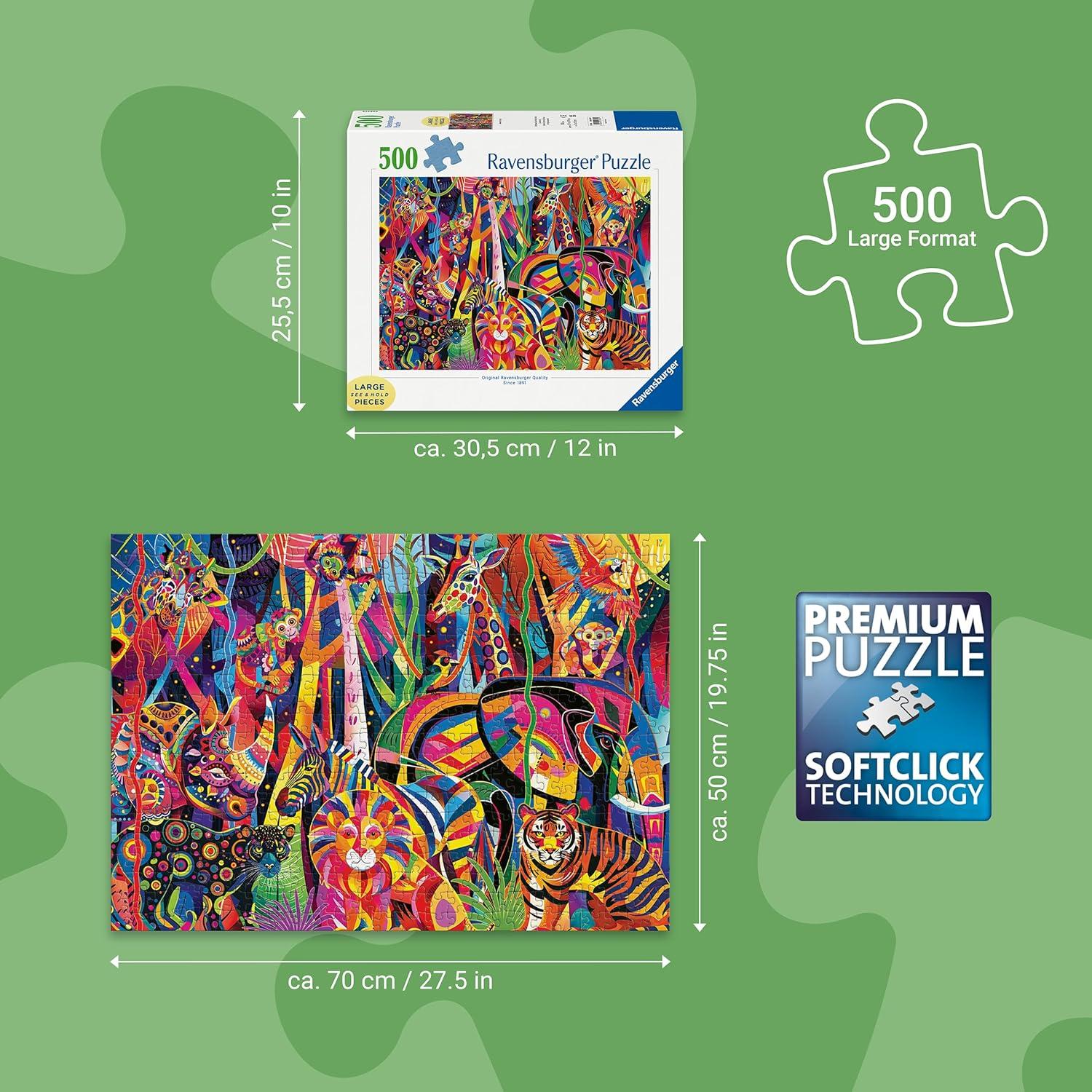 image:imageRavensburger Jeweled Jungle Large Format 500 Piece Puzzle for Adults