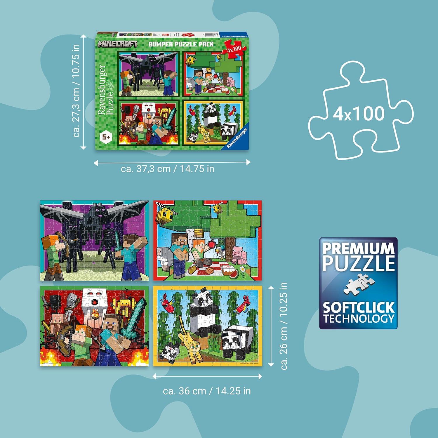 image:imageRavensburger Minecraft 4x100 Piece Bumper Puzzle Pack for Kids 5