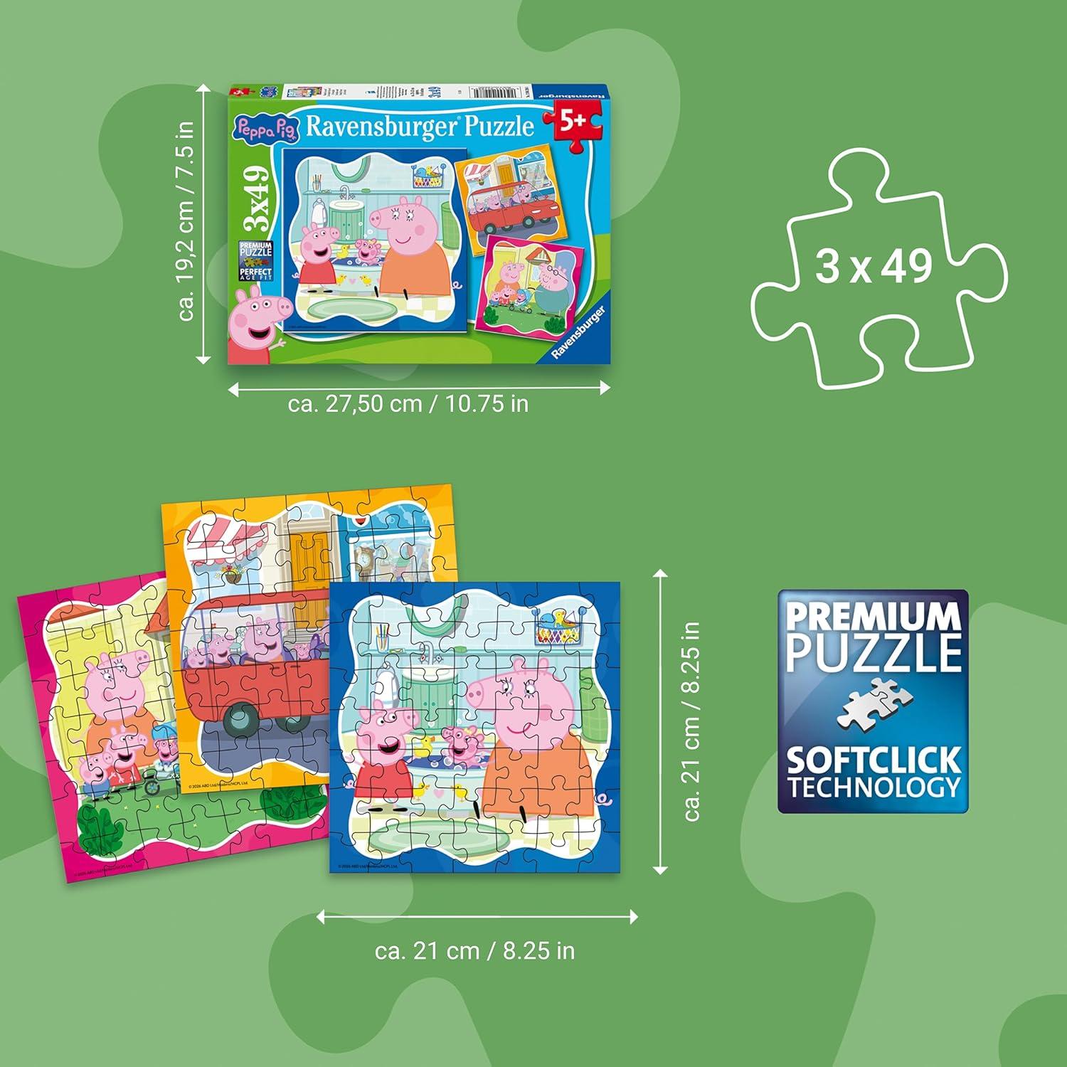 image:imageRavensburger Peppa Pig 3x49 Piece Puzzle Set for Kids 5