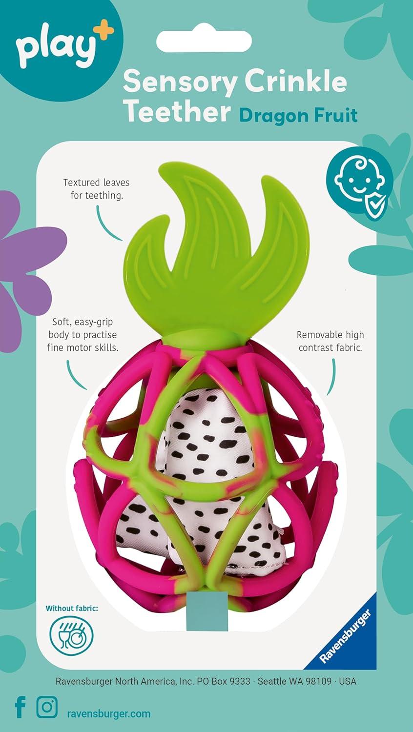 image:imageRavensburger Play Sensory Crinkle Teether Dragon Fruit Gentle Teething Relief EasytoGrasp Design Engages Fine Motor Skills