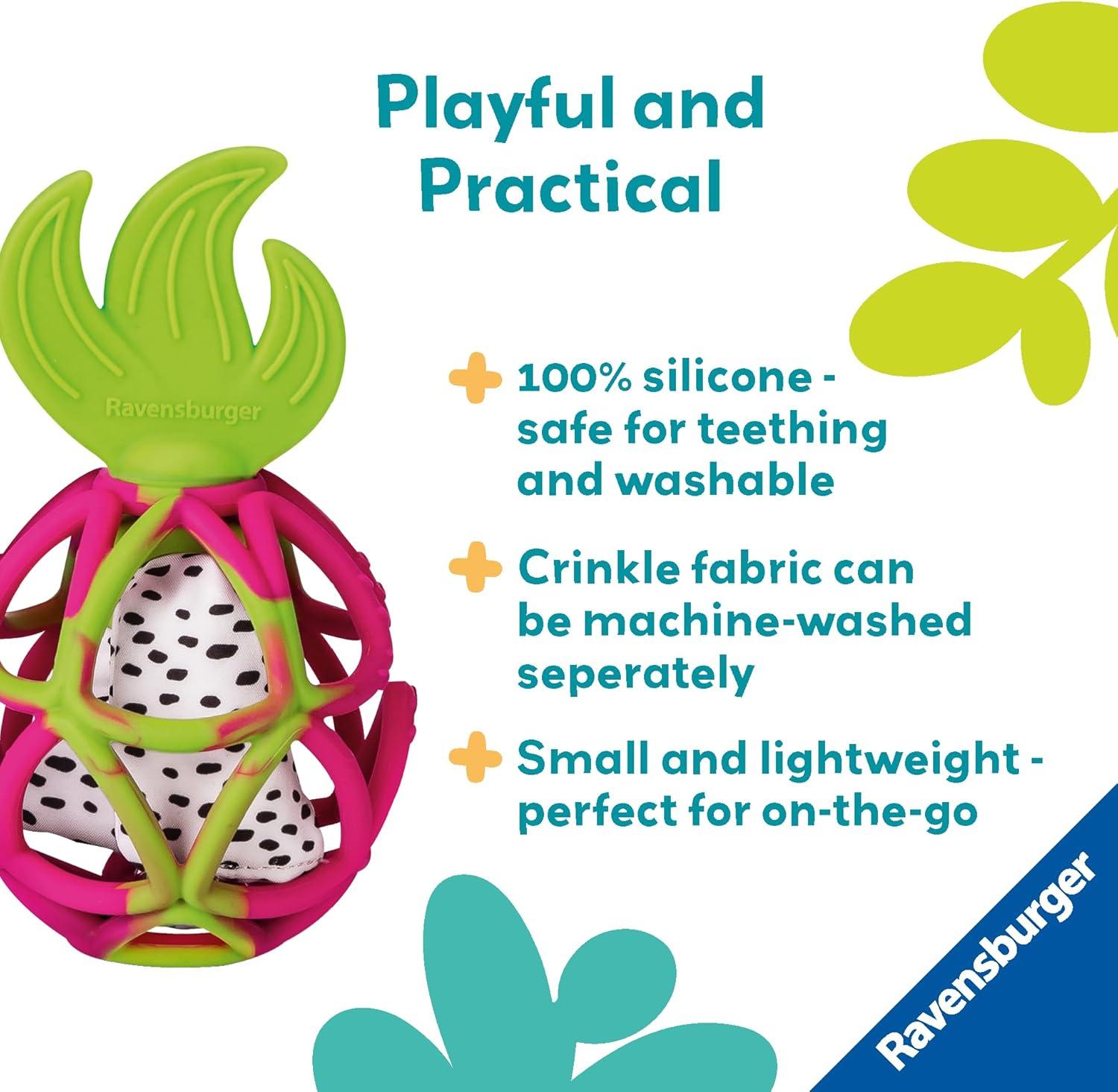 image:imageRavensburger Play Sensory Crinkle Teether Dragon Fruit Gentle Teething Relief EasytoGrasp Design Engages Fine Motor Skills