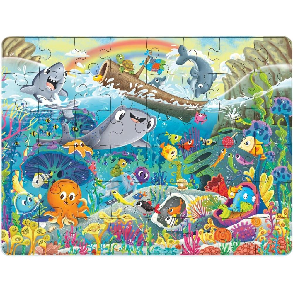 image:imageRavensburger Ocean Friends 48 Piece Frame Jigsaw Puzzle Bright Underwater Scene with Dolphins and Sea Life BeginnerFriendly Large Pieces Premium Quality ScreenFree Fun Children Age 4