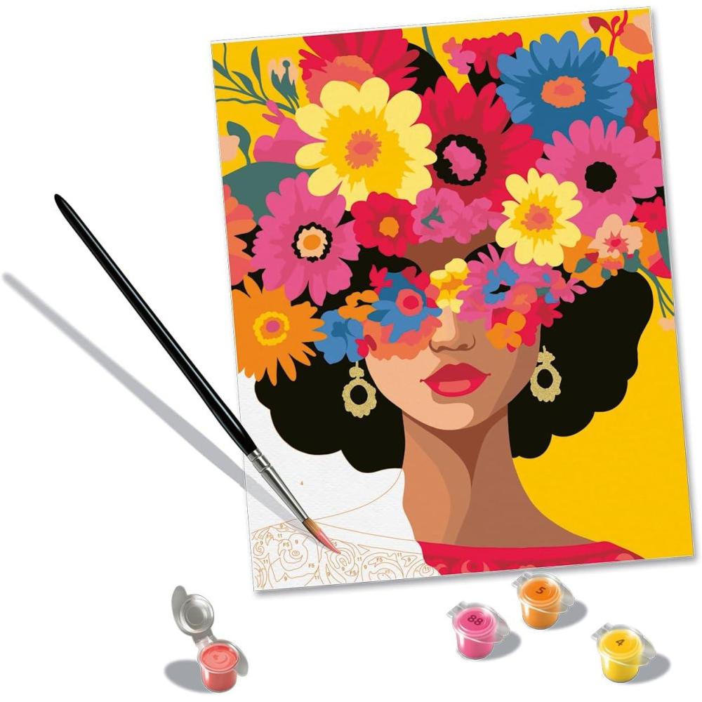 image:imageRavensburger CreArt Blooming Beauty PaintbyNumber Kit for Adults Complete Premium Set with 19 Acrylic Paints Brushes amp Gloss Varnish Relaxing Creative Hobby Ages 12