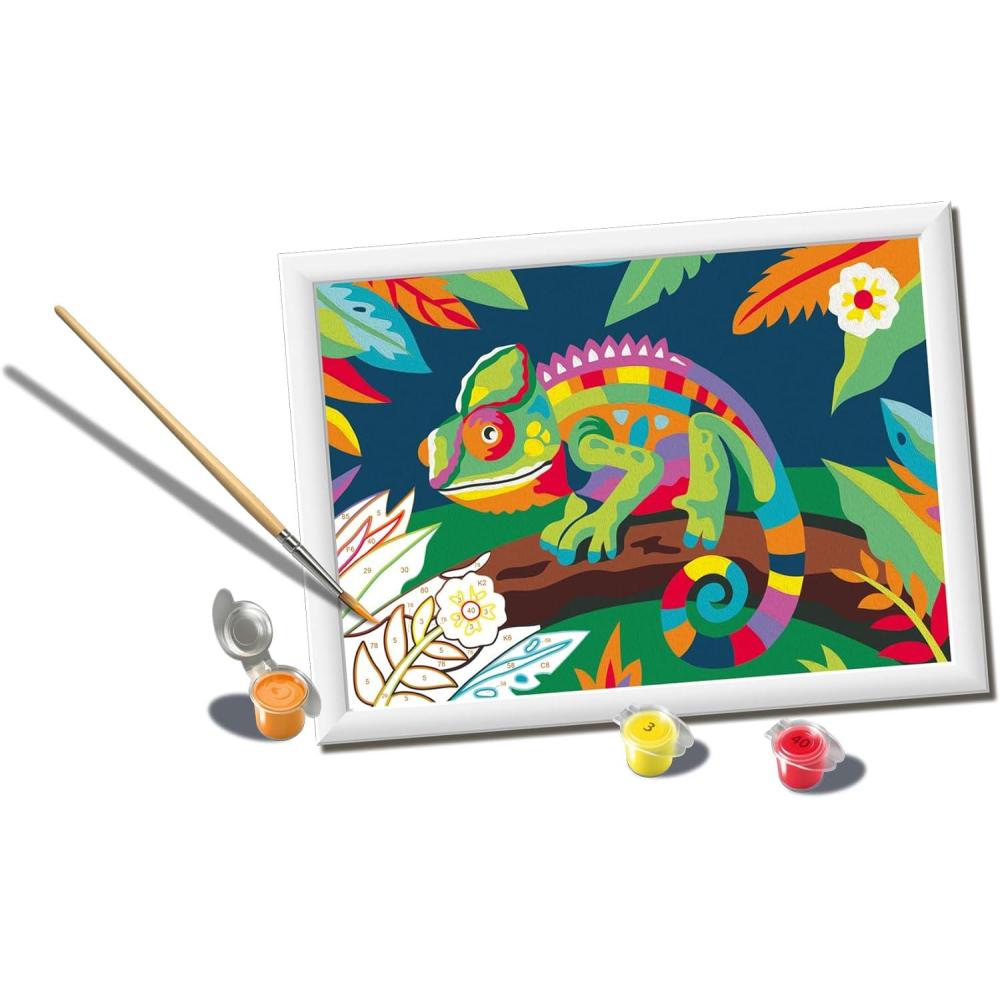 image:imageRavensburger CreArt Colorful Chameleon PaintbyNumber Kit Complete Set with Brushes amp 15 WaterBased Paints ColorCoded Outlines Ages 9