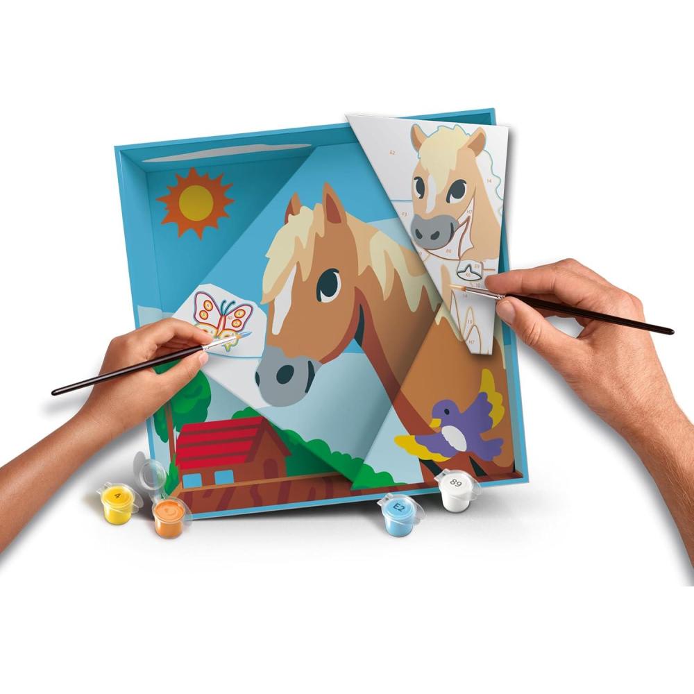 image:imageRavensburger CreArt Do It Together Horse PaintbyNumber Kit 3Panel Complete Set with Brushes amp ColorCoded Outlines for Ages 7