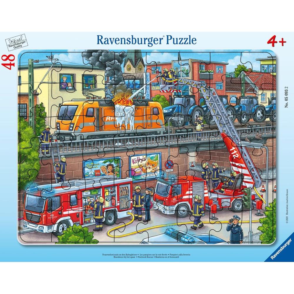 image:imageRavensburger Firetruck Rescue 48 Piece Frame Puzzle for Kids 4