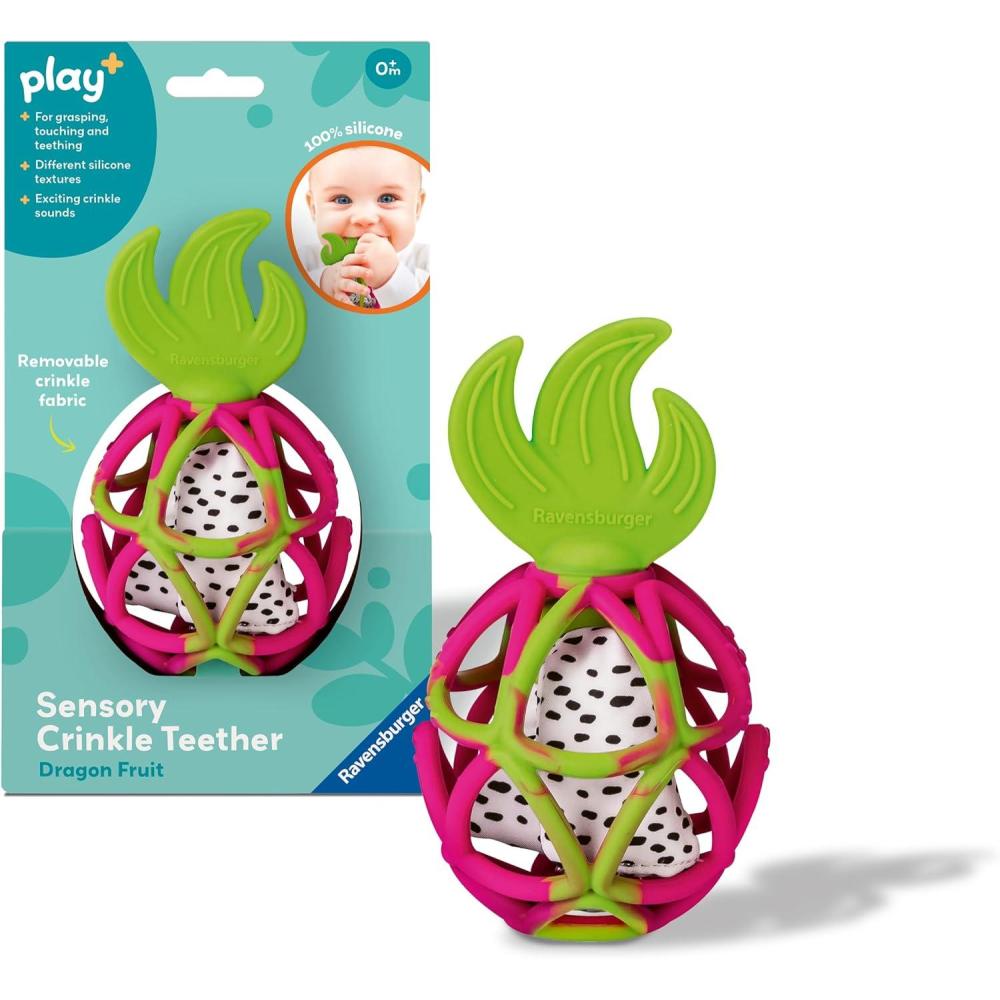 image:imageRavensburger Play Sensory Crinkle Teether Dragon Fruit Gentle Teething Relief EasytoGrasp Design Engages Fine Motor Skills