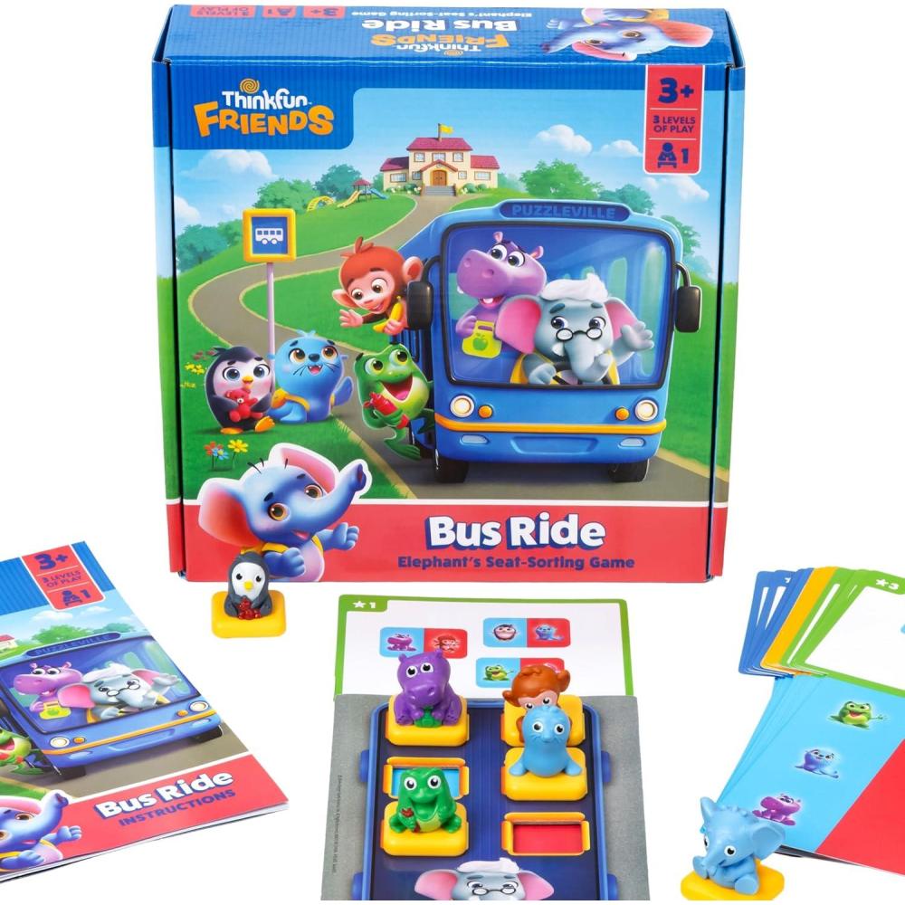 image:imageThinkFun Friends Bus Ride Positional Sorting Puzzle for Preschoolers Promotes HandsOn Learning Ages 3