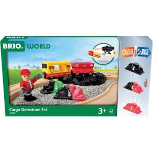 BRIO World Cargo Gemstone Set – 14-Piece FSC-Certified Wooden Train Set – Color-Changing Gem Cargo and Mine – Works with All BRIO Train Sets – Ages 3+
