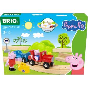 BRIO World Peppa Pig Train Set – 18-Piece FSC-Certified Wooden Railway Set – Includes Peppa and George Figures – Works with All BRIO Train Sets – Ages 3+