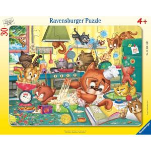 Ravensburger – Cat Chaos – 30 Piece Frame Jigsaw Puzzle – Silly and Adorable Cats in a Fun Scene – Beginner‑Friendly Large Pieces – Premium Quality – Screen‑Free Fun – Children Age 4+